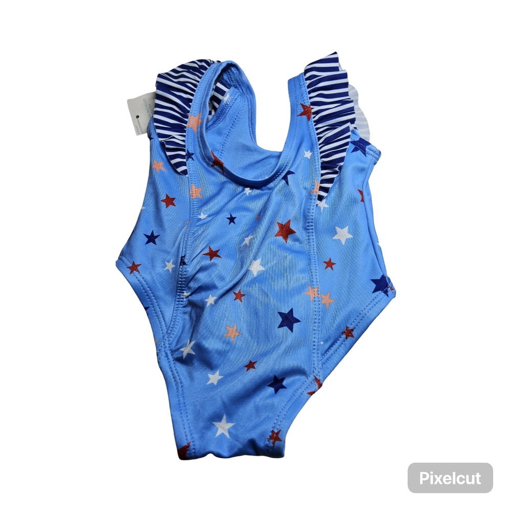 1 NWT Outdoor Oasis size 3/6 mos Blue One Piece Swimsuit with Star Pattern - Picture 3 of 7